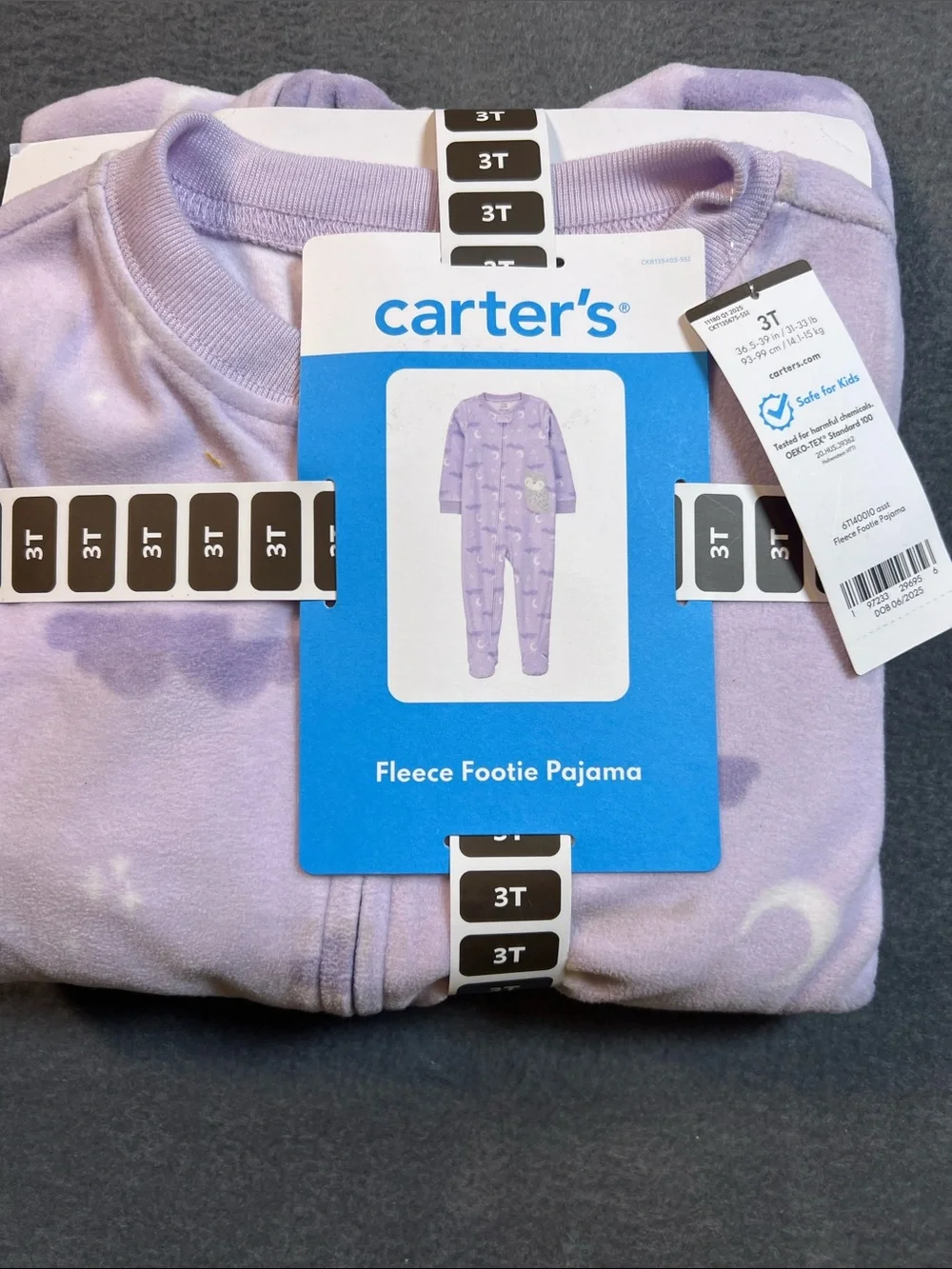 Carter's Lavender Fleece Footie Pajamas with Moon & Star Print